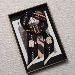 One pair（2 piece）of Real mulberry silk flower and chain silk scarf #ZS26